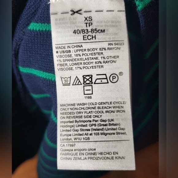 BANANA REPUBLIC sweater knit blue green fit & flare sleeveless dress. NWOT. XS - Picture 11 of 11